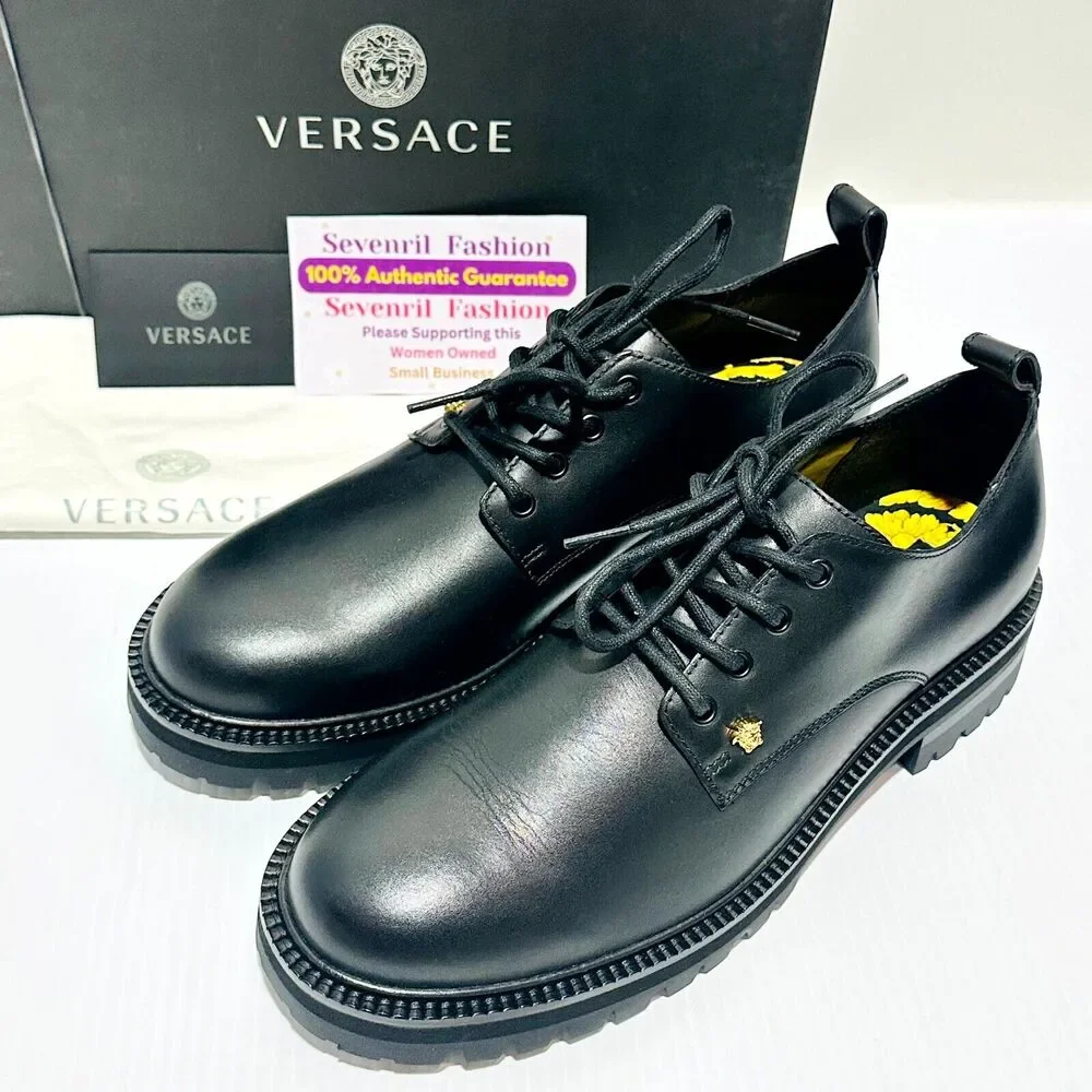 Versace | Shoes | Versace Mens 43 Us Black Faux Leather  display picture 1